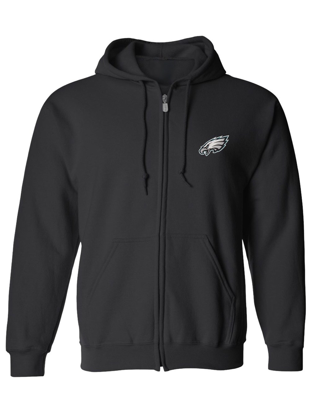 Men’s Eagles Embroidered Full Zipper Hoodie Black